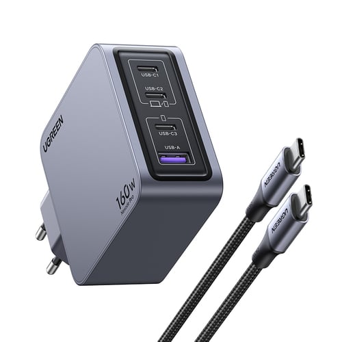 UGREEN Chargeur secteur 160W 4 ports + Câble USB-C - 1,5m (25877) - Achat / Vente Chargeur sur Cybertek.fr - 2