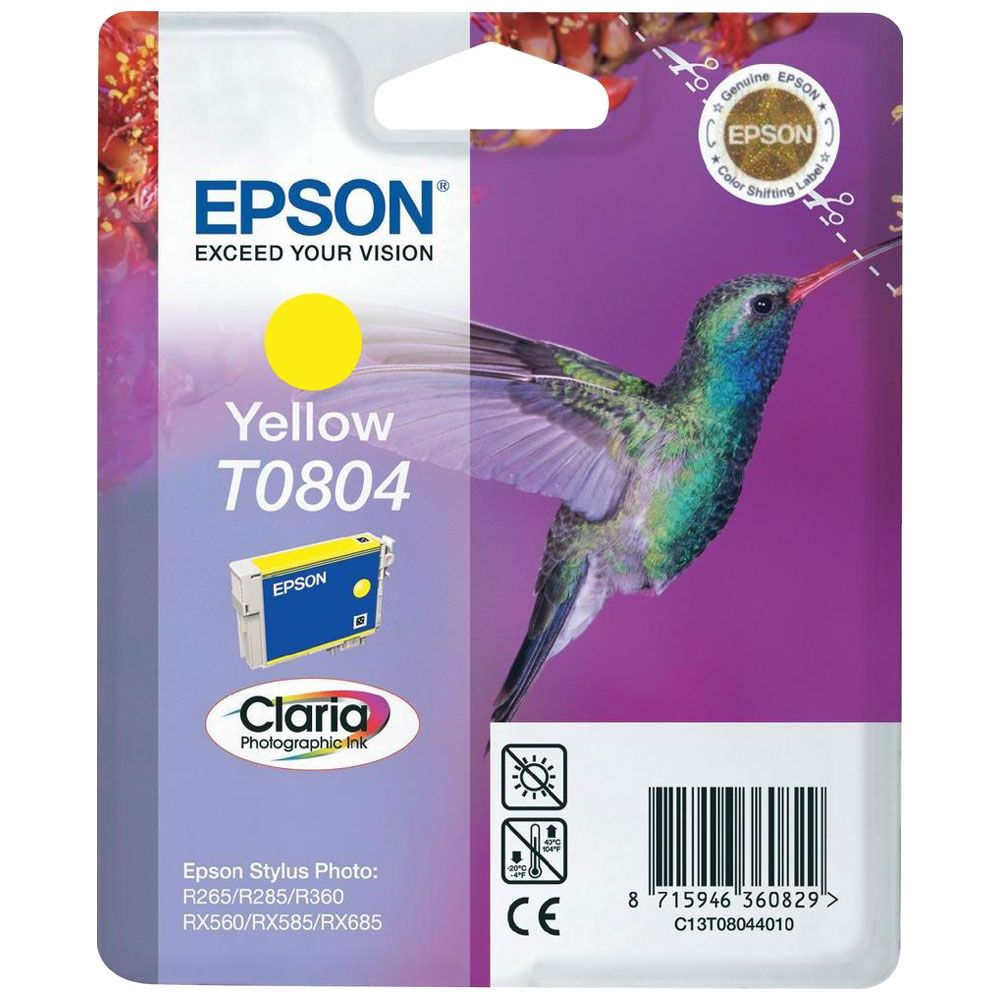 Cartouche Claria T0804 Jaune-Seconde Vie-Etat Satisfaisant pour imprimante Jet d'encre Epson - 0