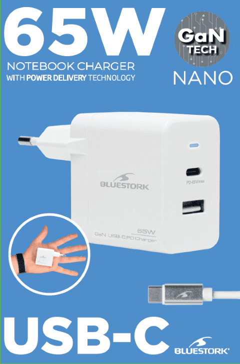 Bluestork 65W USB C - Blanc/Détachable  (PW-NB-65-C-GAN-W) - Achat / Vente Chargeur sur Cybertek.fr - 9