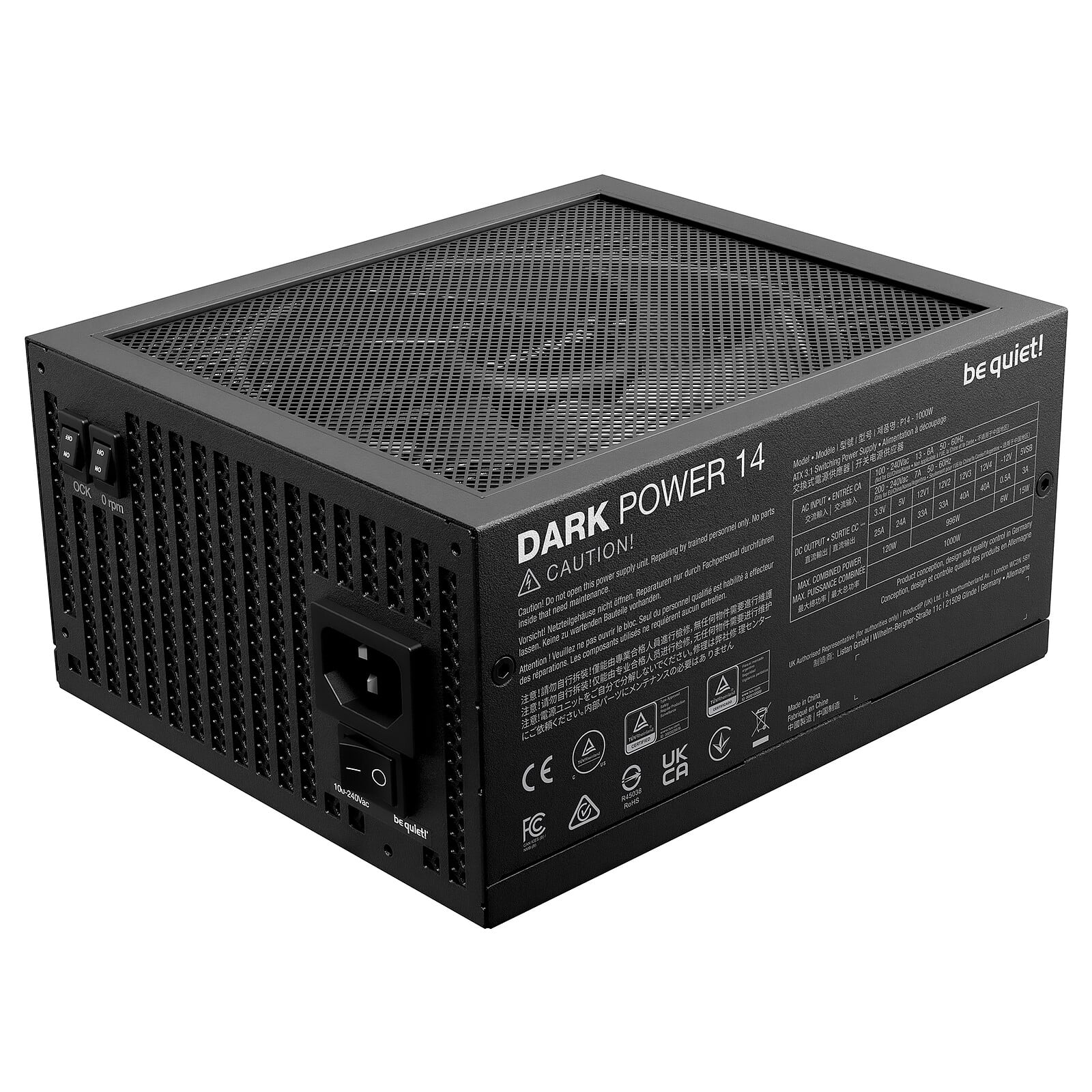 be quiet! ATX 1000W Dark Power 14 80+ Cybenetics Titanium (BP020EU) - Achat / Vente Alimentation sur Cybertek.fr - 1
