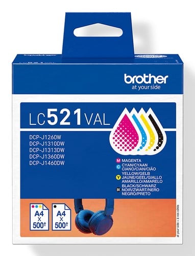 Imprimante multifonction Brother DCP-J1460DW 3 en 1 + Cartouches LC521 4 couleurs - 7