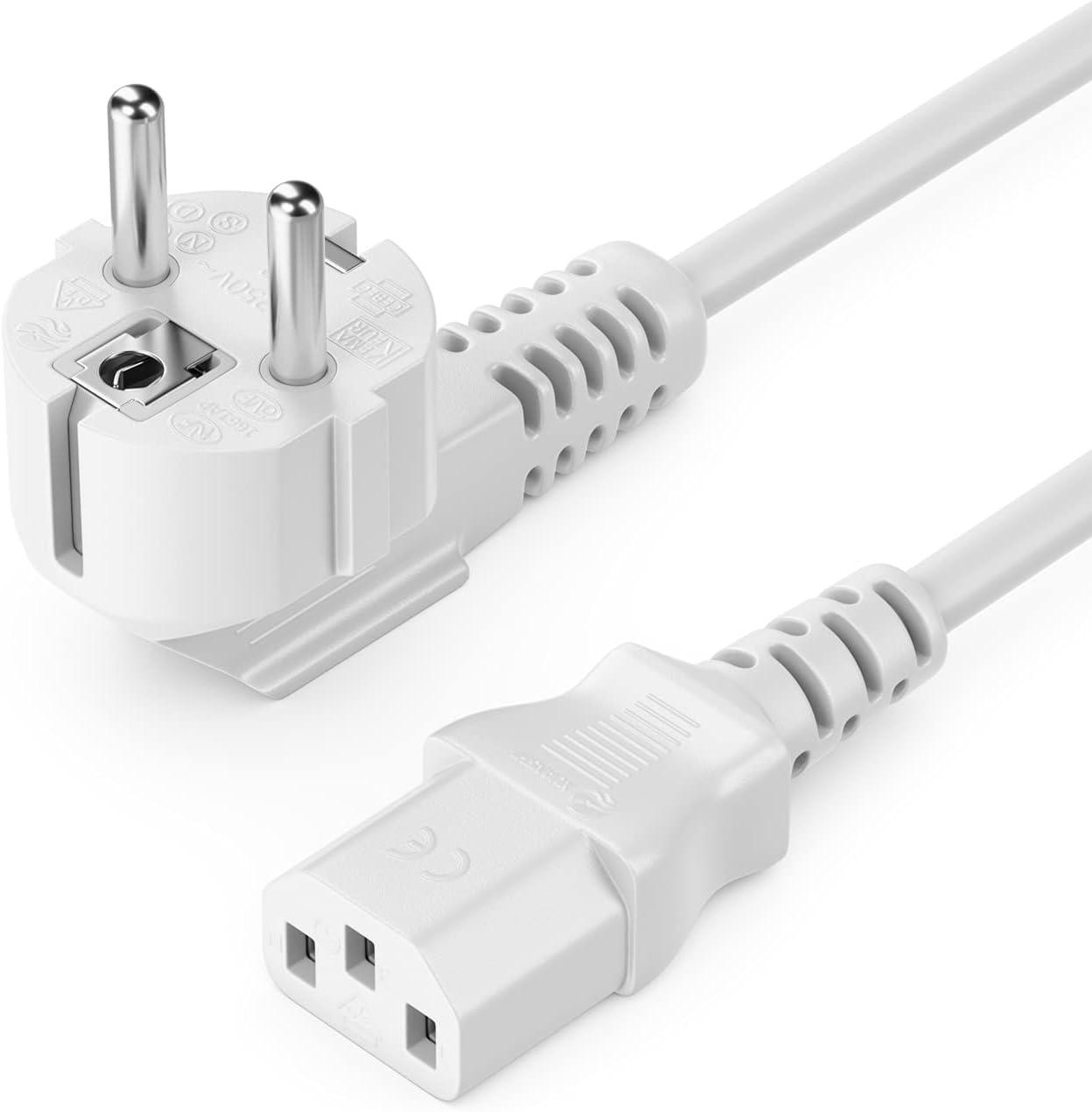Câble d'alimentation (CEE 7 vers C13) - 2m Blanc - Connectique PC - 0