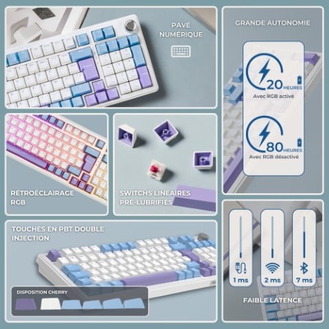 The G-LAB Keyz Elite 400 White Blue - Clavier PC The G-LAB - 7