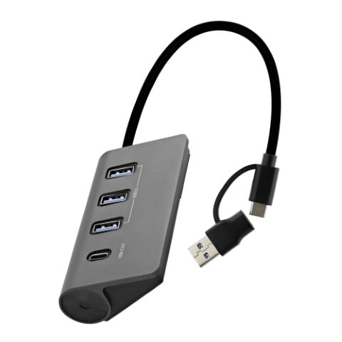 T'nB USB-A/USB-C 3.0 - 4 ports - Gris - Hub T'nB - Cybertek.fr - 0