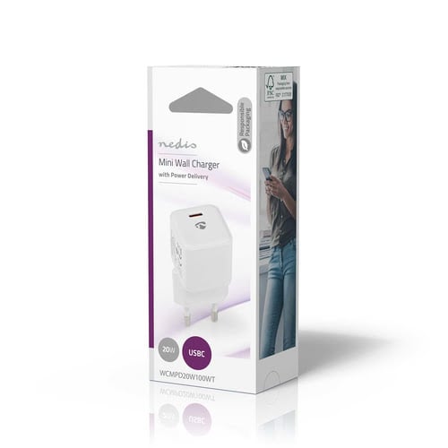 Nedis Chargeur mural 20W - 1 port USB-C - Blanc (WCMPD20W100WT) - Achat / Vente Chargeur sur Cybertek.fr - 6