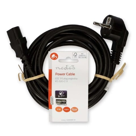 Câble prise de terre mâle/IEC-320-C13 - 3m - Noir - Connectique PC - 2