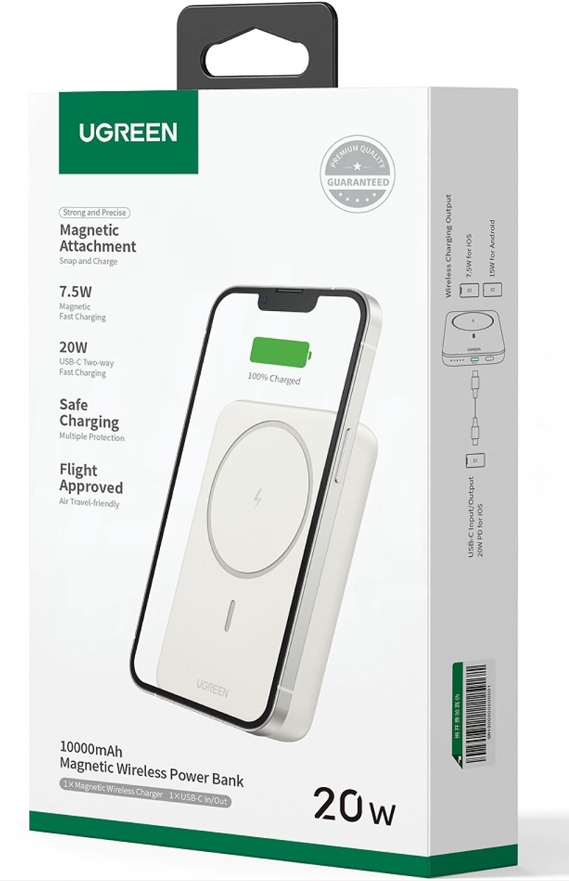 UGREEN Magnétique externe sans fil - 10000mAh - USB-C - 20W - Beige (PB504) - Achat / Vente Batterie Externe  sur Cybertek.fr - 1