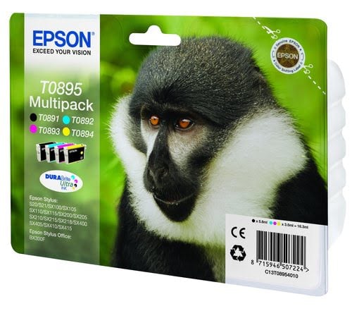 Cartouche d'encre multipack T0895 - 4 couleurs pour imprimante Jet d'encre Epson - 1