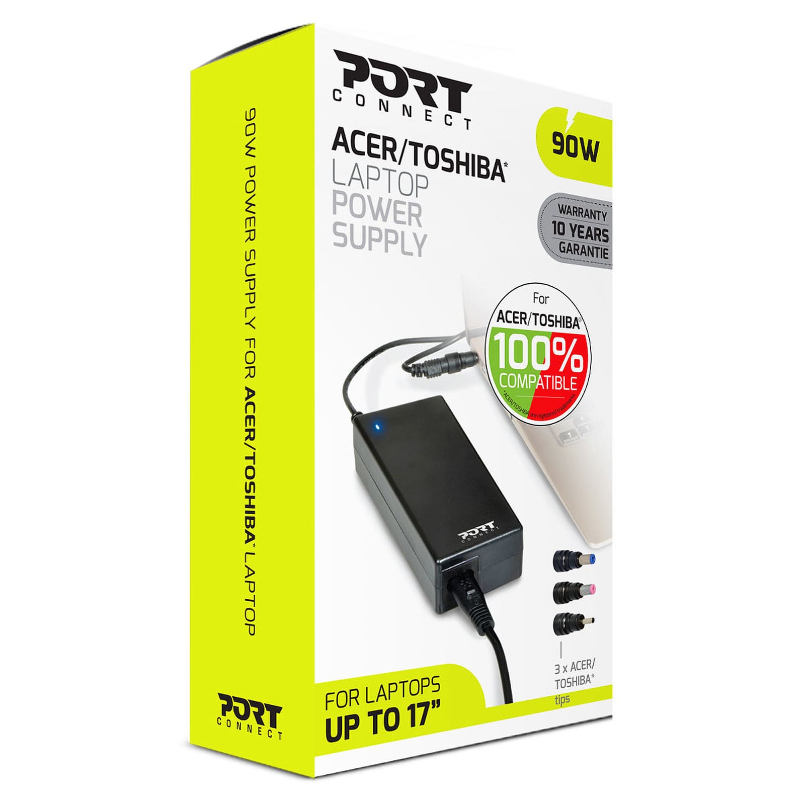 Port Chargeur secteur 90W ACER/TOSHIBA - 3 embouts (900007-ACTO) - Achat / Vente Chargeur sur Cybertek.fr - 1