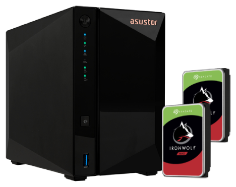 Serveur NAS Asustor AS3302T v2 - 2 baies avec 2 disques de 8To IronWolf SATA III Cybertek