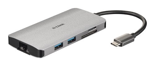8 Ports - USB-C vers HDMI/Eth/USB/USB-C/microSD/SD - D-Link - 0