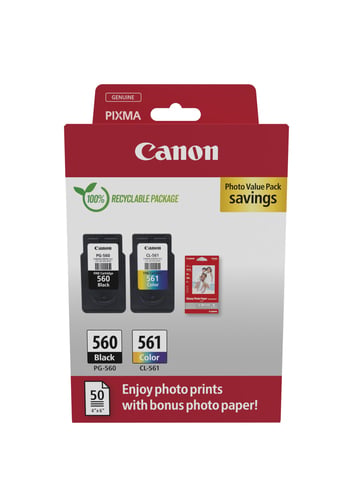 Pack Noire + Couleur - CRG PG-560/CL-561 PVP pour imprimante Jet d'encre Canon - 0