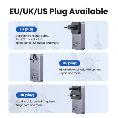 UGREEN Chargeur secteur 3 ports - 65W - Gris (25356) - Achat / Vente Chargeur sur Cybertek.fr - 2