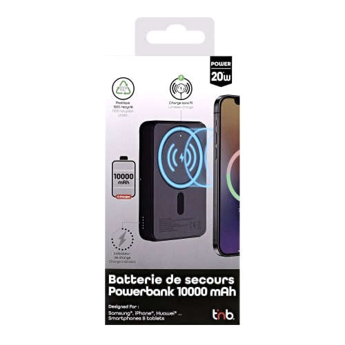 T'nB Powerbank USB-C - 10 000 mAh - 20W - Noir (PBUMAG10) - Achat / Vente Batterie Externe  sur Cybertek.fr - 3