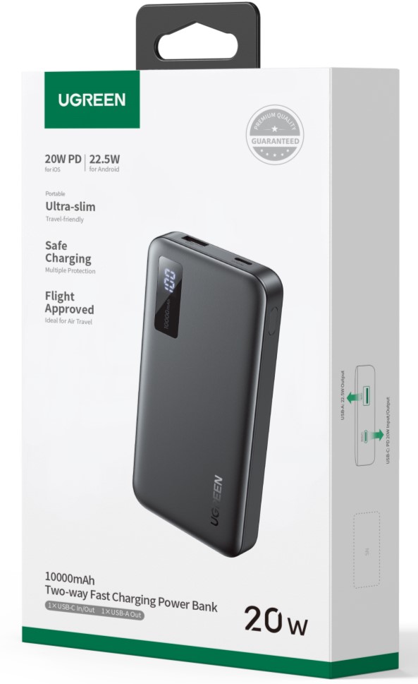 UGREEN USB-C + USB-A - 2 ports - 10000mAh - 20W - Noir (PB311) - Achat / Vente Batterie Externe  sur Cybertek.fr - 1