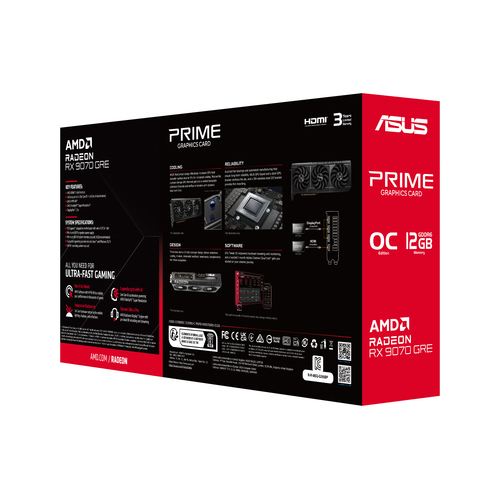 Asus Prime Radeon RX 9070 GRE OC Edition 12GB GDDR6 - Carte graphique - 12