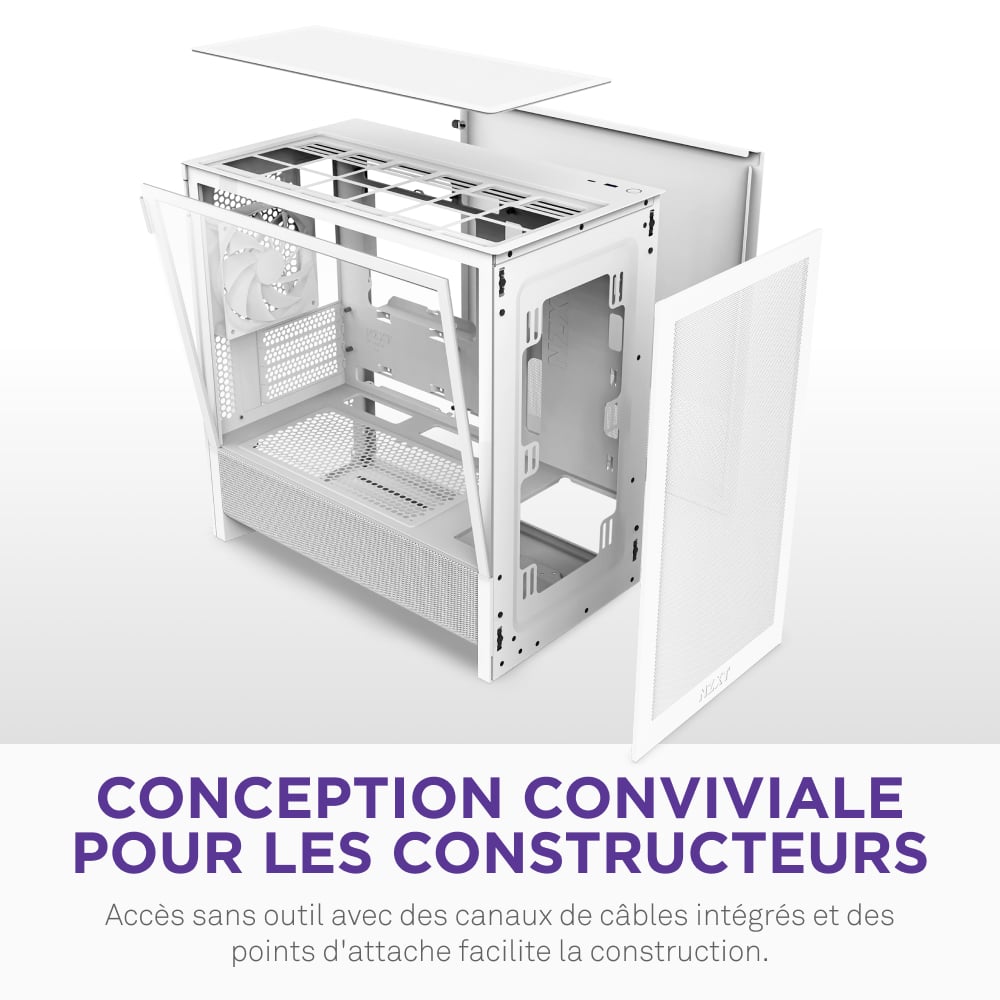 NZXT H3 Flow Blanc Blanc - Boîtier PC NZXT - Cybertek.fr - 11