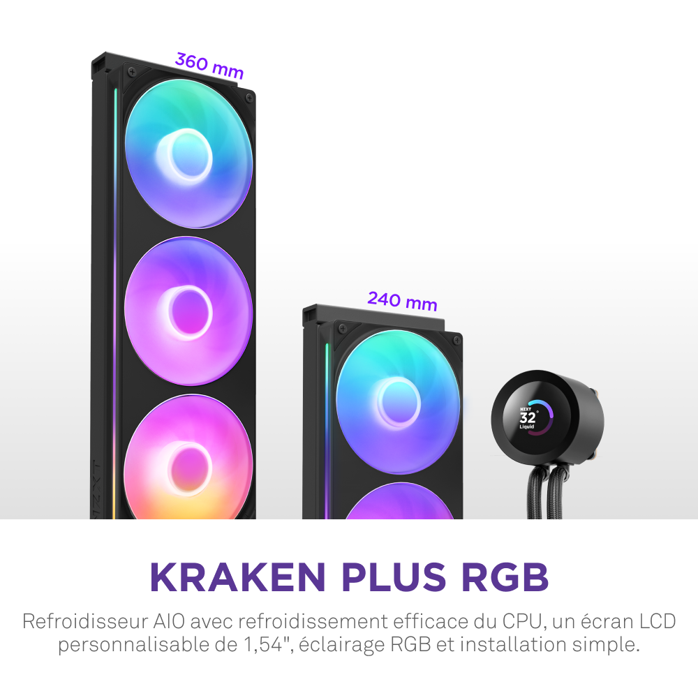 NZXT Kraken Plus 240 RGB - 240mm - Noir - Watercooling NZXT - 4