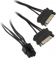 Adapateur 2xSATA/PCIe 6 broches - 10 cm - Noir - Connectique PC - 0