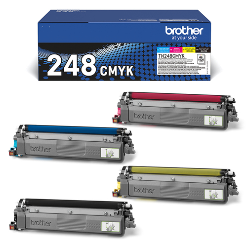Pack 4x couleurs Toner 1000 Pages - TN248 CMYK pour imprimante Laser Brother - 0