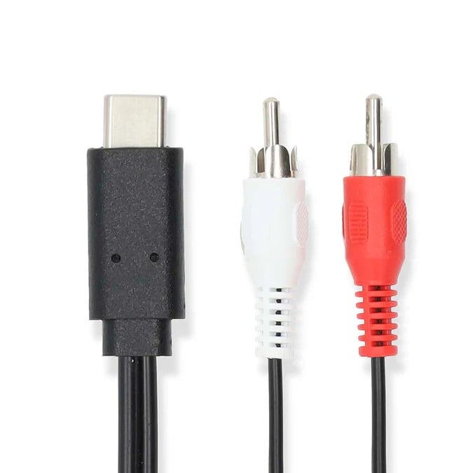 Câble USB-C vers 2xRCA mâle/mâle - 1m - Noir - Connectique PC - 1