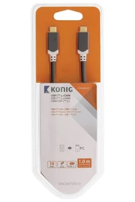 Câble USB-C 3.1 mâle/mâle - 1m - Anthracite - Connectique PC - 1