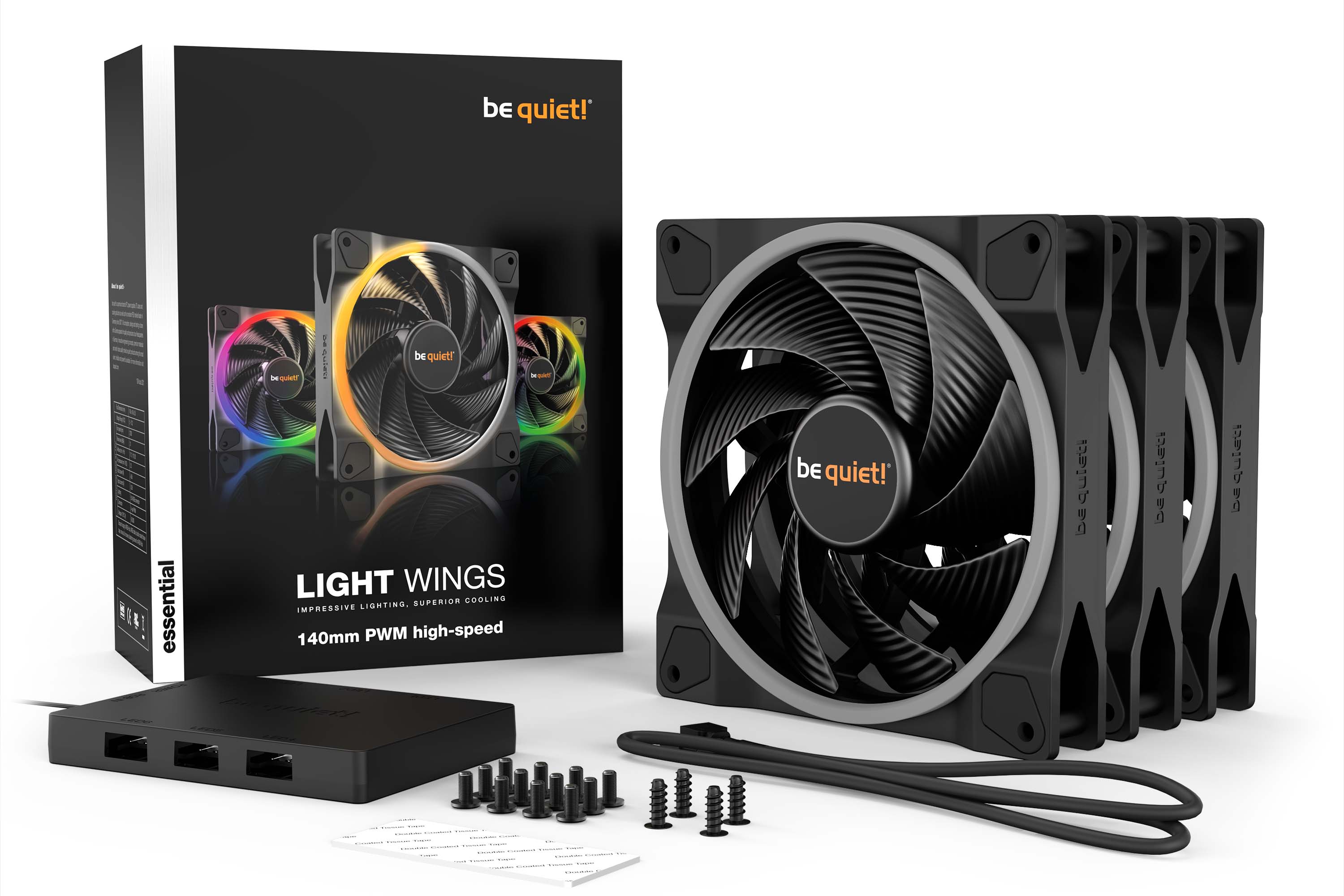 be quiet! Light Wings 140mm PWM ARGB High Speed Kit x3 BL079 - Ventilateur boîtier - 1