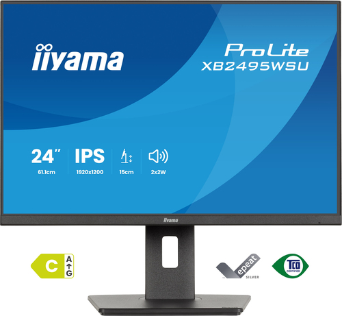 Ecran PC Iiyama Prolite XB2495WSU-B1 - 24.1" FHD+ 100Hz IPS 4ms Pivot HDMI DisplayPort Cybertek