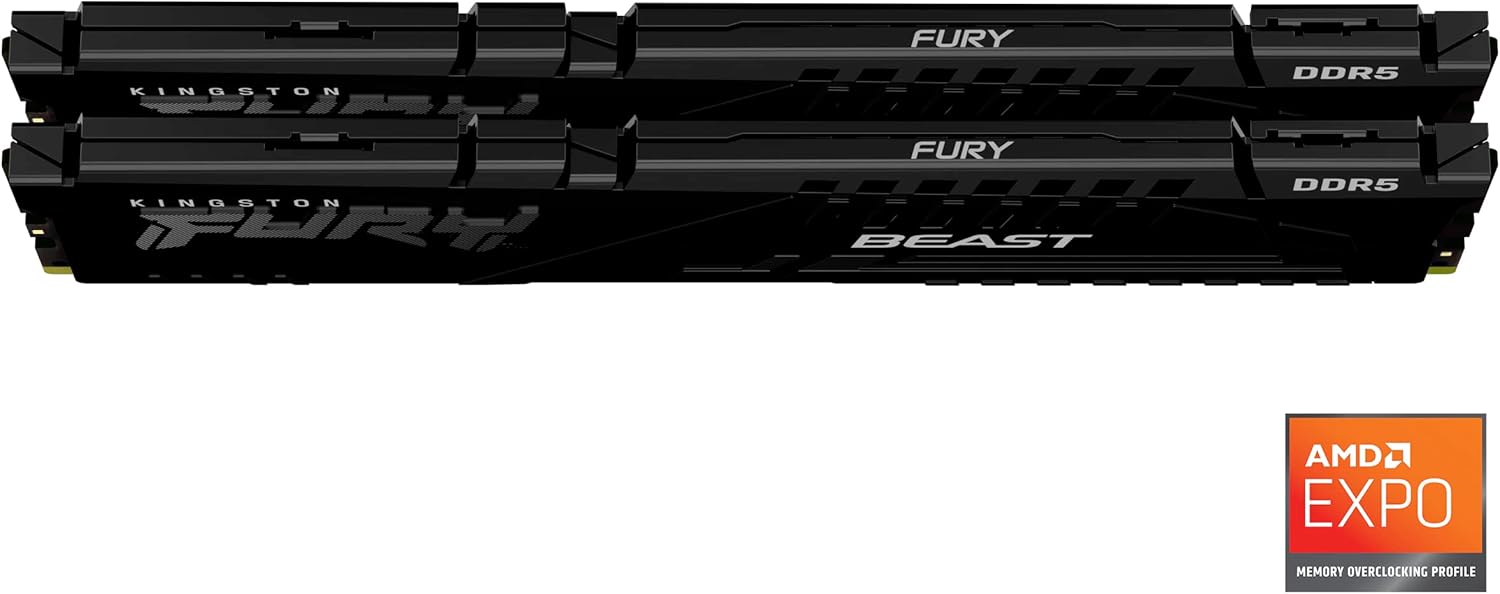 Kingston Fury Beast 32Go (2x16Go) DDR5 6000MHz CL 36 Noir - Mémoire PC Kingston sur Cybertek.fr - 1