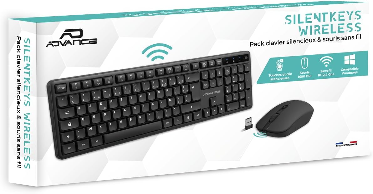 Advance SILENTKEYS WIRELESS PK CLAVIER + SOURIS CLS-4100RF - Pack Clavier/Souris - 0
