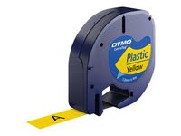 Ruban LetraTag S0721620 - Noir sur Jaune -1.2cmx4m pour imprimante Transfert thermique Dymo - 0