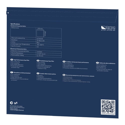 Pad Thermique - 290 x 290 x 0,5 mm - Arctic Cooling ACTPD00017A - 2