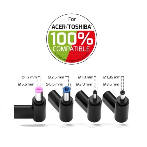 Port Alimentation secteur GaN 65W pour Acer/Toshiba - 4 embouts (904065ACTOEU) - Achat / Vente Chargeur sur Cybertek.fr - 1