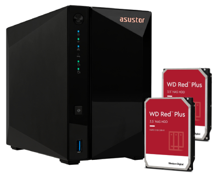 Serveur NAS Asustor AS3302T v2 - 2 baies avec 2 disques de 2To RED Plus SATA III Cybertek