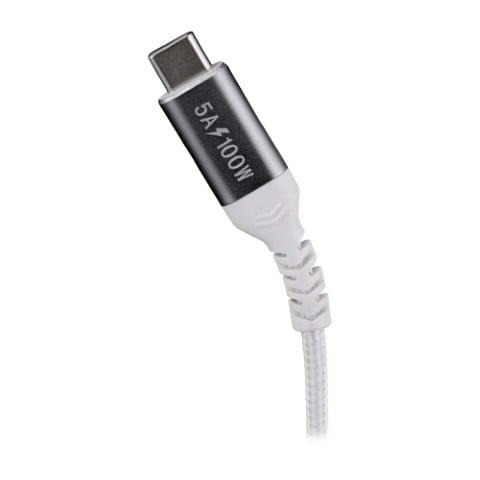 Câble USB-C vers USB-C/100W/Tressé/2m/Blanc - Connectique PC - 2