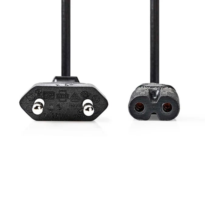 Câble Euro Masculin vers IEC-320-C7 - 2m - Noir - Connectique PC - 1