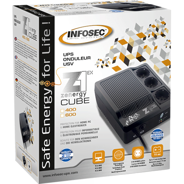 Z1 - Zenergy Cube EX 400VA Haute Frequence SCHUKO-Seconde Vie-Etat Satisfaisant - Onduleur Infosec - 0