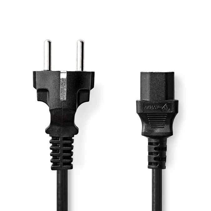 Câble prise de terre mâle/IEC-320-C13 - 2m - Noir - Connectique PC - 2