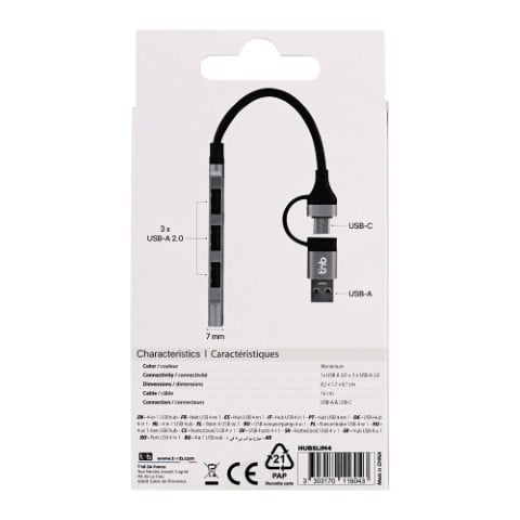 T'nB iClick Hub USB-A/USB-C/4 ports/Gris - Hub T'nB - Cybertek.fr - 3