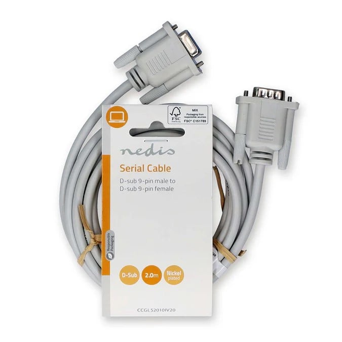 Câble D-Sub 9 mâle/femelle - 2m - Blanc - Connectique PC - 0