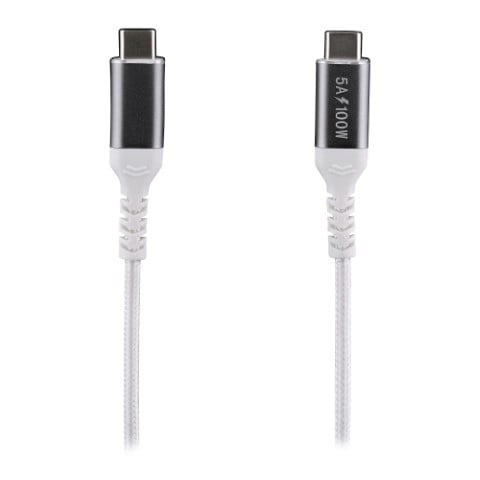 Câble USB-C vers USB-C/100W/Tressé/2m/Blanc - Connectique PC - 0