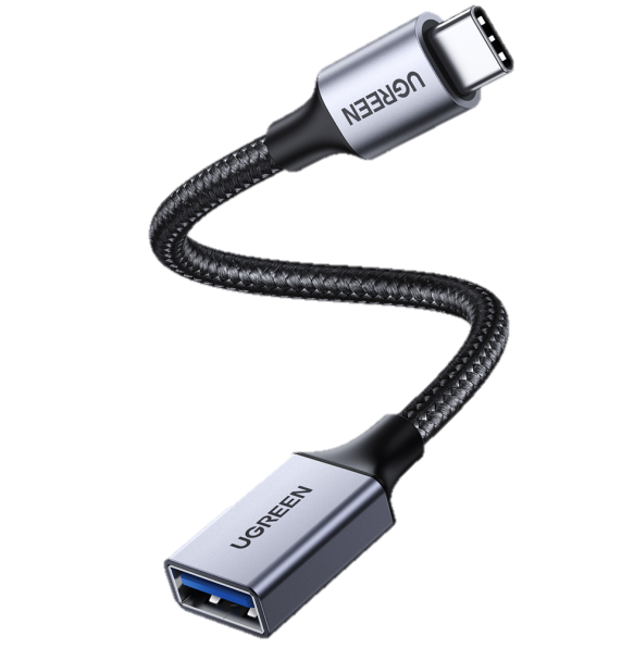 Câble UBS-C vers USB 3.0 OTG/Tressé/10cm/Noir - Connectique PC - 0