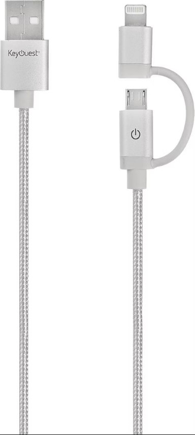 Câble USB/Lightning/Micro USB-B - 1.2m - Gris - Connectique PC - 0