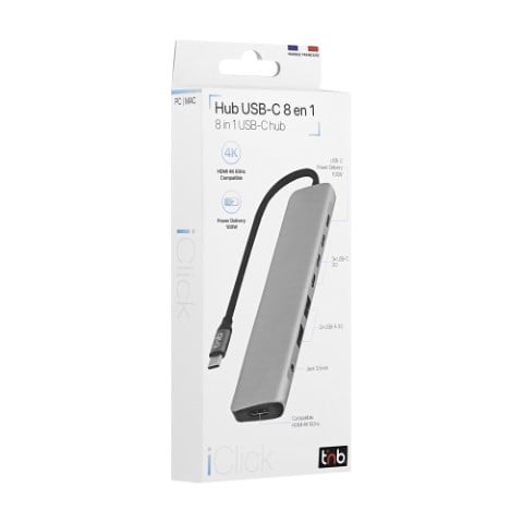 T'nB iClick Hub USB-C/8 ports/Gris - Hub T'nB - Cybertek.fr - 1