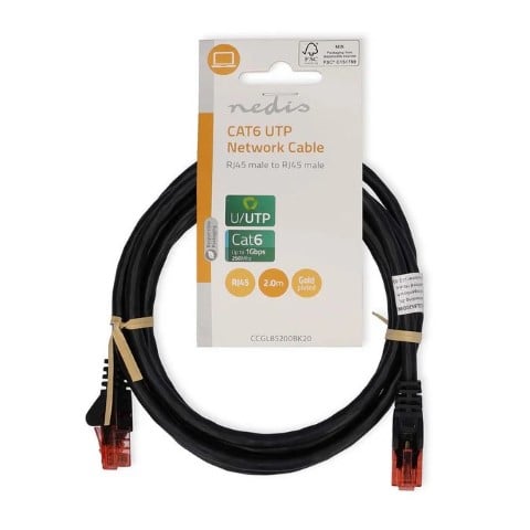 Câble RJ45 Cat6 U/UTP - 2m - Noir - Connectique réseau - 0
