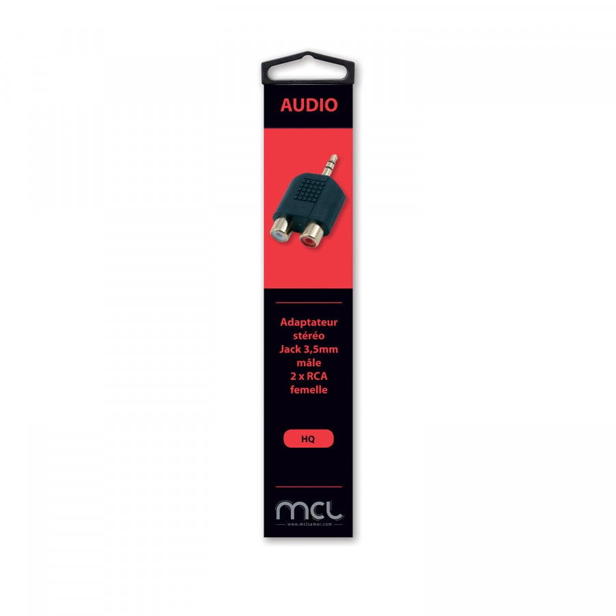 Adaptateur Jack 3.5mm/2xRCA mâle/femelle - Noir - 0