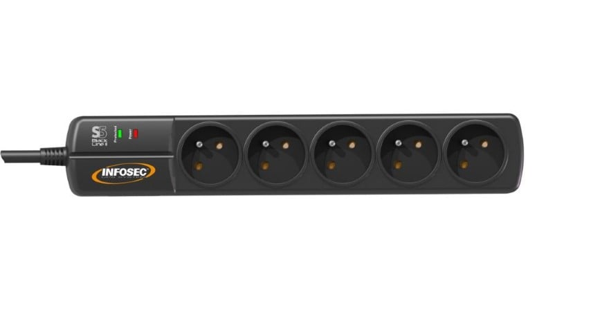 Infosec S5 Black Line II - 5 prises (61295) - Achat / Vente Parasurtenseurs - Multiprises sur Cybertek.fr - 1