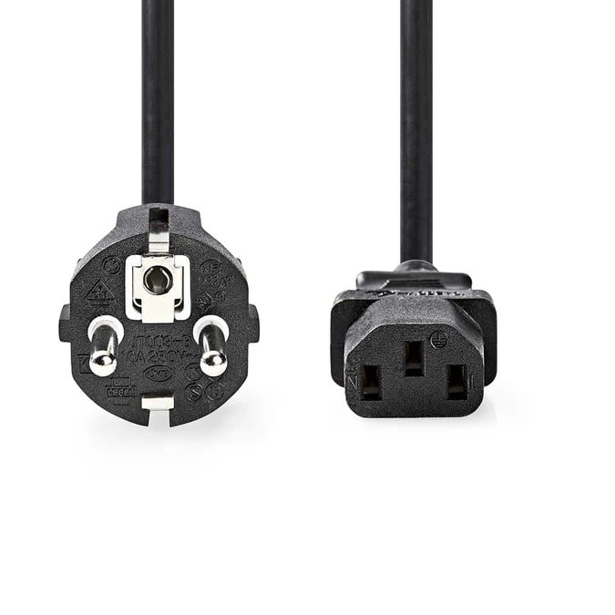 Câble prise de terre mâle/IEC-320-C13 - 2m - Noir - Connectique PC - 1