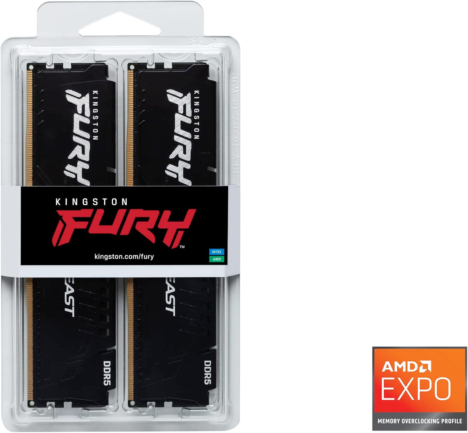 Kingston Fury Beast 32Go (2x16Go) DDR5 6000MHz CL 36 Noir - Mémoire PC Kingston sur Cybertek.fr - 4
