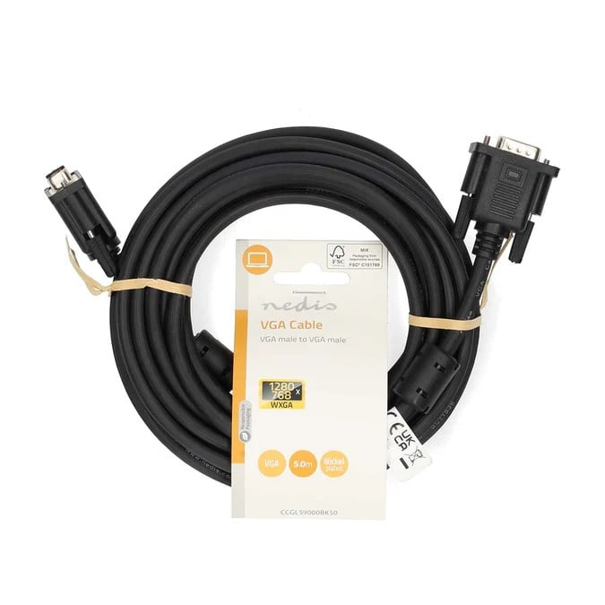 Câble VGA mâle/mâle - 5m - Noir - Connectique PC - Cybertek.fr - 0